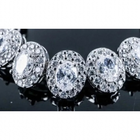 925 Silver Fancy Oval Cluster Bracelet - Picture 2 of 2